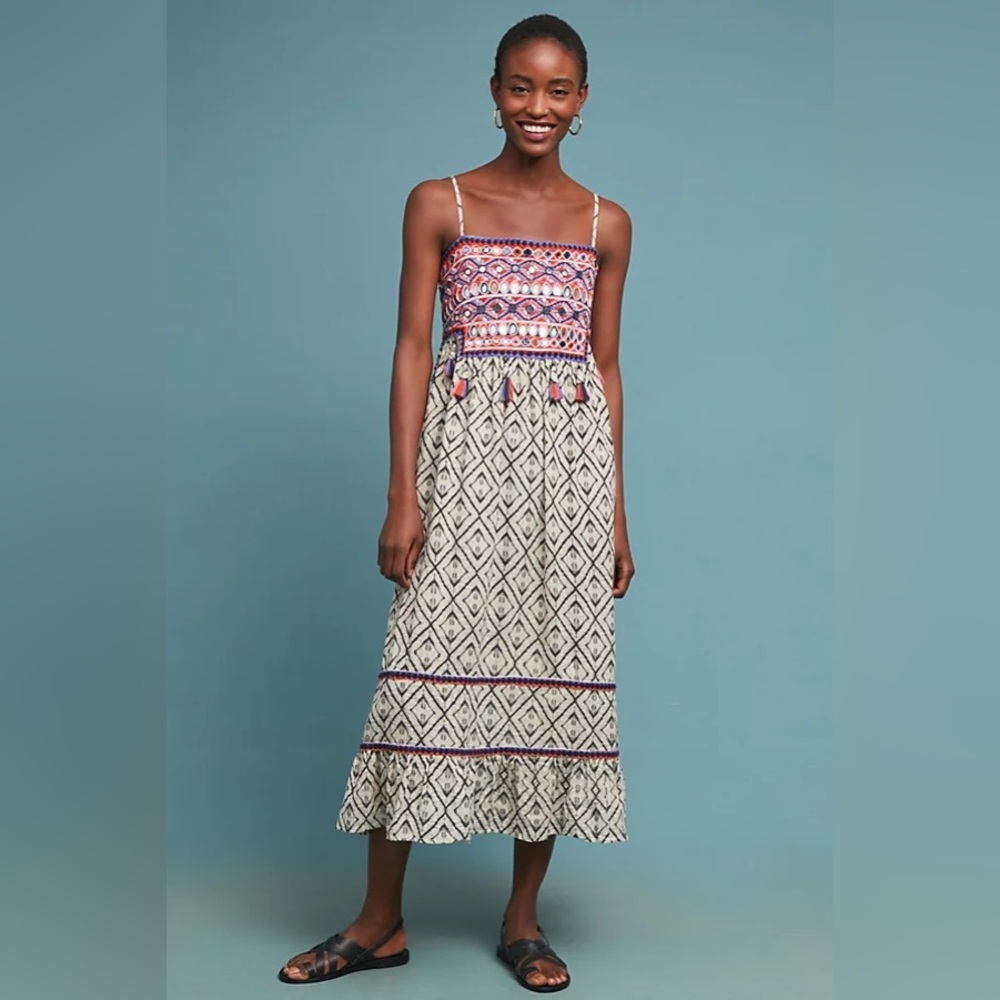 NWT Anthropologie RAGA Boho Embellished Maxi Dress
